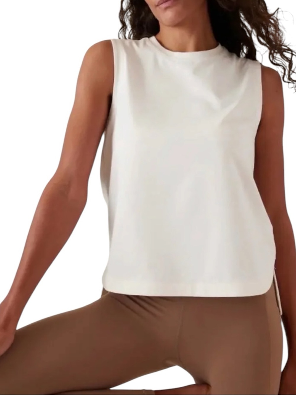 Sz S EUC Athleta Effortless Warm White Cotton Blend Athletic Tank